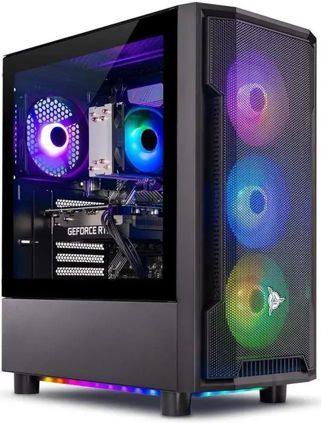 Skytech Shadow Gaming PC Desktop Ryzen 5 5500 3.6 GHz (4.2GHz Turbo Boost) NVIDIA RTX 3050 6GB GDDR6 500GB SSD 16GB DDR4 RAM 3200 650W GOLD PSU Wi-Fi Win 11 Home