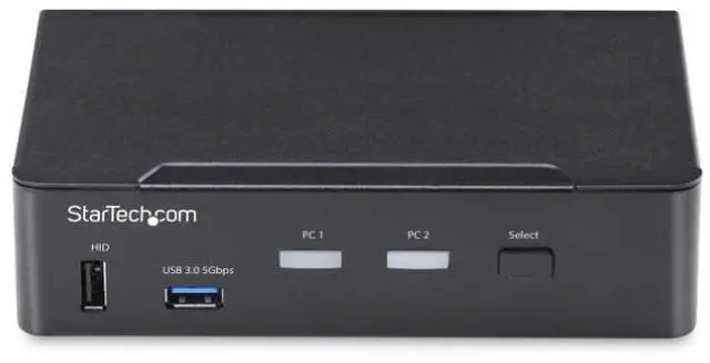 StarTech 2-Port DisplayPort KVM Switch 4K 60Hz DP 1.2 HDCP 1.4 EDID Management 2-Port USB 3.0 Hub 4x USB HID Ports TAA Compliant - P2AD122-KVM-SWITCH