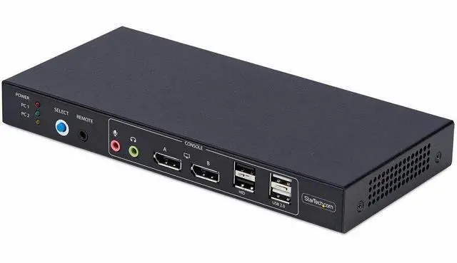 StarTech 2-Port Dual-Monitor DisplayPort KVM Switch with Dual View Video Matrix- 4K 60Hz - 4x USB Hub Ports - Hotkey Switching - DP 1.2 Matrix KVM P2ADD121D-KVM-SWITCH