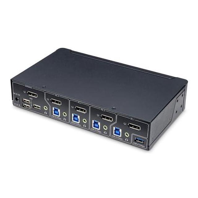 StarTech 4-Port DisplayPort KVM Switch Single 4K 60Hz Monitor 6x USB Ports Hotkey & Push-Button Switching TAA Compliant P4AD122KVMSWITCH