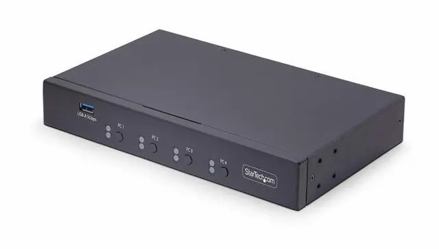 StarTech 4-Port Dual-Monitor DisplayPort KVM Switch 4K 60Hz 2x USB 5Gbps Ports Hotkey/Push-Button Switching TAA Compliant P4DD46A2KVMSWITCH