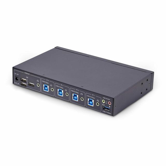 StarTech 4-Port KM Switch W/ Mouse Switching - USB 3.0 Keyboard/Mouse Switcher For 4 Computers - 3.5mm And USB Audio - TAA Compliant P4A20132-KM-SWITCH
