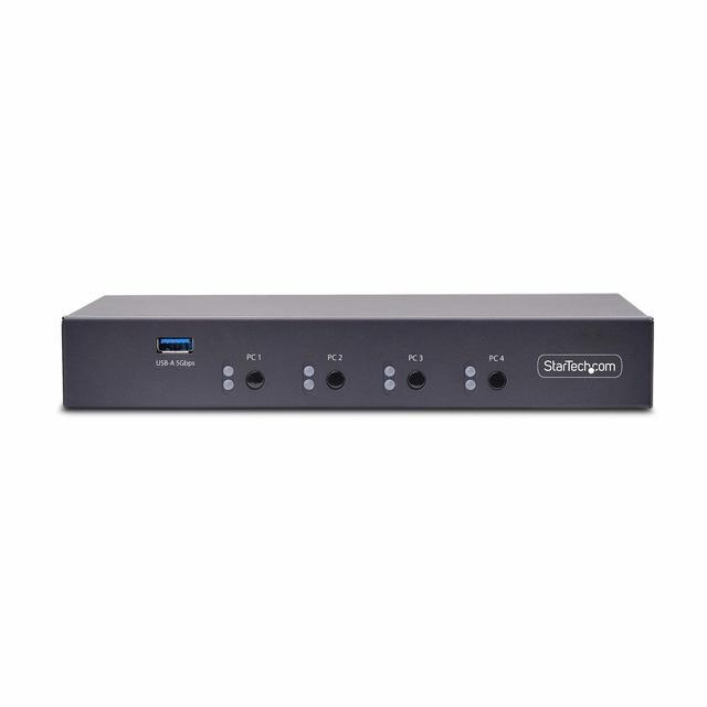 StarTech 4-Port KM Switch W/ Mouse Switching - USB 3.0 Keyboard/Mouse Switcher For 4 Computers - 3.5mm And USB Audio - TAA Compliant P4A20132-KM-SWITCH