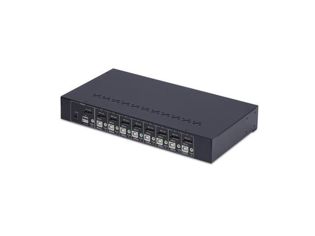 StarTech 8-Port DisplayPort KVM Switch With 1U Rack Mount Kit 4K 60Hz DP 1.2 Push-Button & Hotkey Switching 4-Port USB Hub OS Independent TAA Compliant - R8AD122-KVM-SWITCH