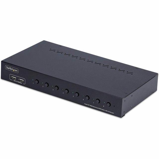 StarTech 8-Port DisplayPort KVM Switch With 1U Rack Mount Kit 4K 60Hz DP 1.2 Push-Button & Hotkey Switching 4-Port USB Hub OS Independent TAA Compliant - R8AD122-KVM-SWITCH