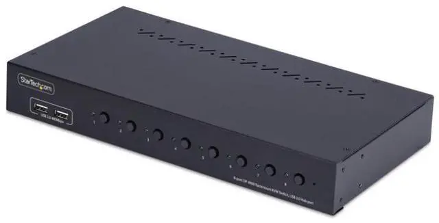 StarTech 8-Port DisplayPort KVM Switch with 1U Rack Mount Kit 4K 60Hz DP 1.2 Push-Button & Hotkey Switching 4-Port USB Hub OS Independent TAA Compliant - R8AD122-KVM-SWITCH