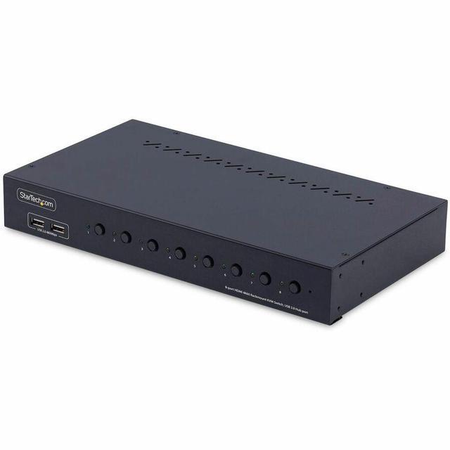 StarTech 8-Port HDMI KVM Switch With 1U Rack Mount Kit 4K 60Hz HDMI 2.0 Push-Button & Hotkey Switching 4-Port USB Hub OS Independent TAA Compliant - R8AH202-KVM-SWITCH