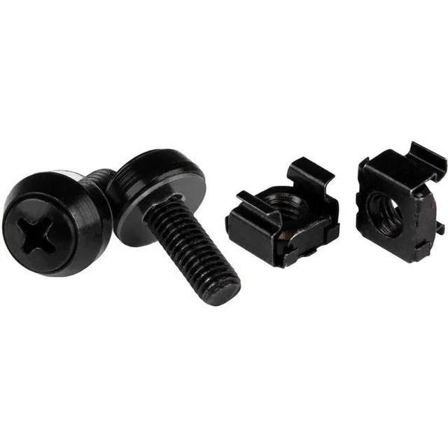StarTech CABSCREWM62B StarTech.com M6 X 12mm - Screws And Cage Nuts - 100 Pack Black - M6 Mounting Screws & Cage Nuts For Server Rack & Cabinet - Rack Screw Cage Nut - Square - Square - Steel