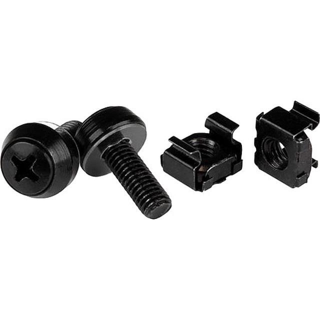 StarTech CABSCREWM62B StarTech.com M6 X 12mm - Screws And Cage Nuts - 100 Pack Black - M6 Mounting Screws & Cage Nuts For Server Rack & Cabinet - Rack Screw Cage Nut - Square - Square - Steel