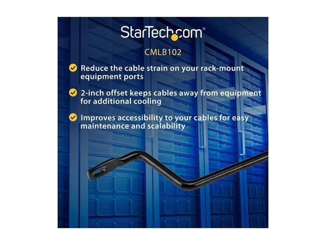 StarTech CMLB102 StarTech.com Cable Lacing Bar - 10 Pack - 75 Degrees - 2 In Offset - Horizontal Cable Management Bar - Rack Cable Organizer