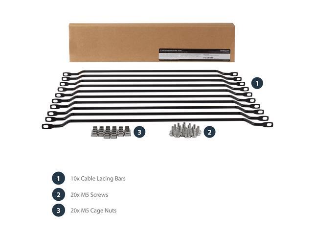 StarTech CMLB102 StarTech.com Cable Lacing Bar - 10 Pack - 75 Degrees - 2 In Offset - Horizontal Cable Management Bar - Rack Cable Organizer