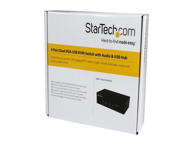 StarTech.com 4-port KVM Switch With Dual VGA And 2-port USB Hub - USB 2.0