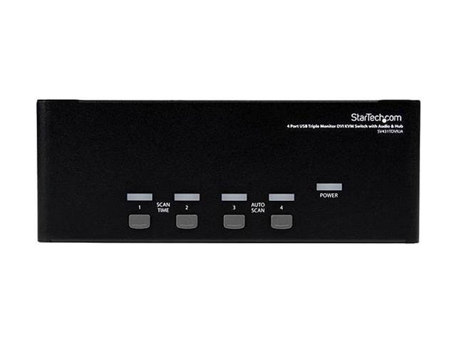StarTech.com 4 Port Triple Monitor DVI USB KVM Switch With Audio & USB 2.0 Hub