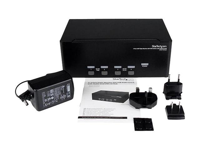 StarTech.com 4 Port Triple Monitor DVI USB KVM Switch With Audio & USB 2.0 Hub