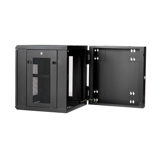 StarTech.com 4-Post 12U Wall Mount Network Cabinet With 1U Shelf 19" Hinged Wall-Mounted Server Rack For Data / AV / Electronics / Computer Equipment Flexible Vented Rack Enclosure