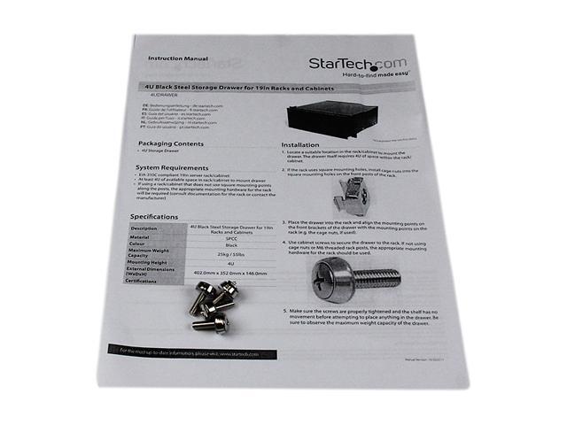 StarTech.com 4UDRAWER 4U Black Steel Storage Drawer For 19in Racks And Cabinets