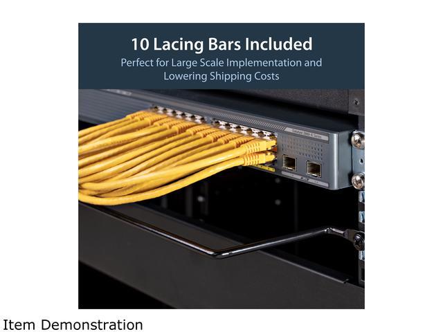 StarTech.com Cable Lacing Bar - 10 Pack - Steel - Horizontal Cable Management Bar - Rack Cable Organizer - Cable Lacing Tool