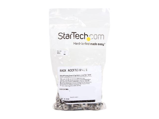 StarTech.com CABSCREWM5 50 Pkg M5 Mounting Screws And Cage Nuts For Server Rack Cabinet
