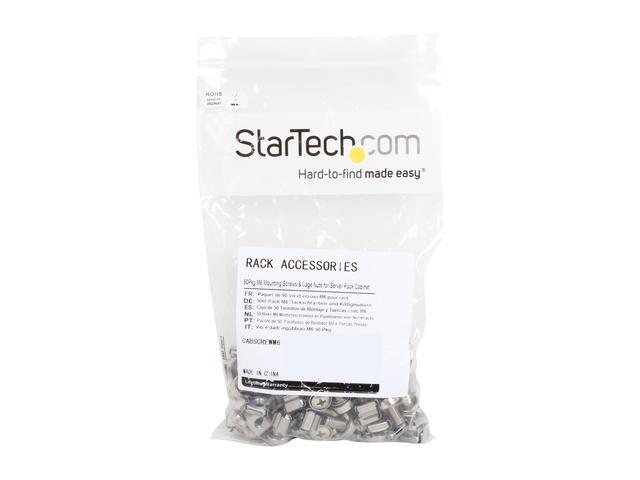 StarTech.com CABSCREWM6 50 Pkg M6 Mounting Screws And Cage Nuts For Server Rack Cabinet