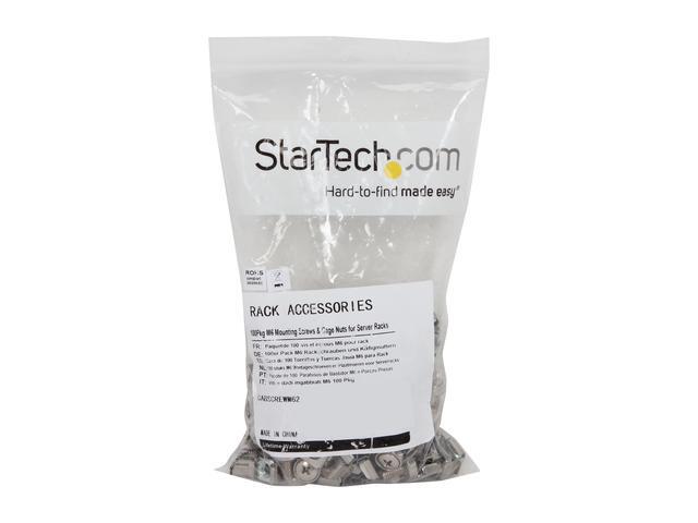 StarTech.com CABSCREWM62 100 Pkg M6 Mounting Screws And Cage Nuts For Server Rack Cabinet