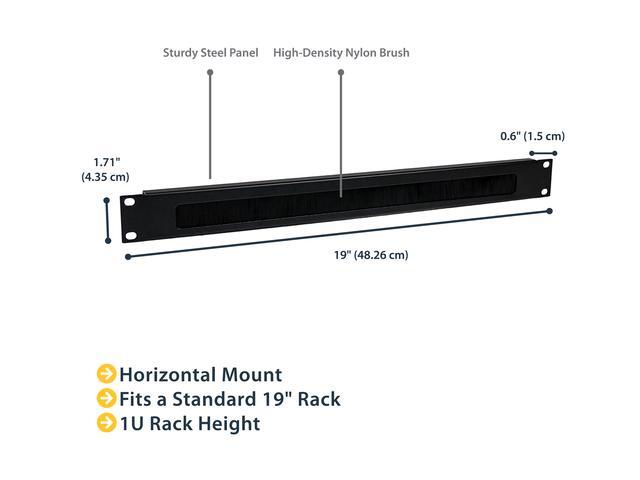 StarTech.com CMBRUSH1U 1U Brush Strip Horizontal Server Rack Cable Management Panel