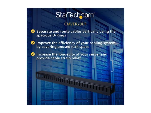 StarTech.com CMVER20UF Vertical Cable Organizer With Finger Ducts - 0U - 3 Ft