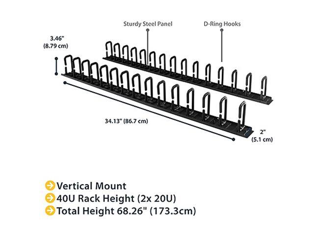 StarTech.com CMVER40UD Vertical Cable Organizer With D-Ring Hooks - 0U - 6 Ft