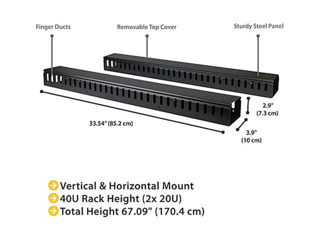 StarTech.com CMVER40UF Vertical Cable Organizer With Finger Ducts - 0U - 6 Ft