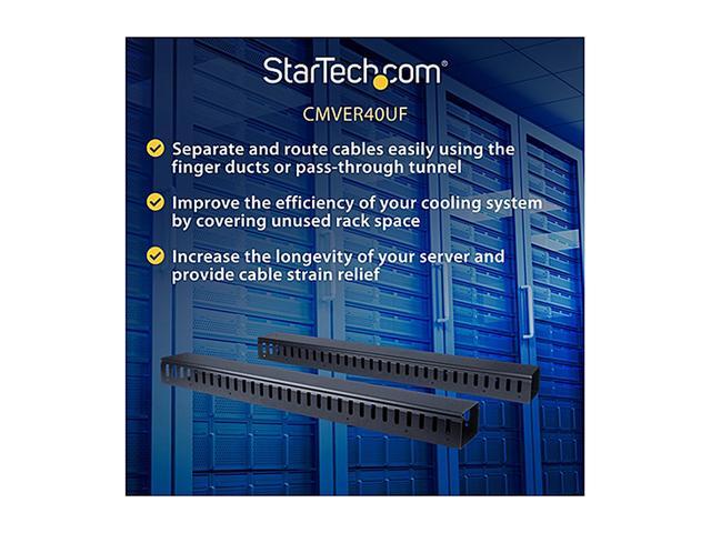 StarTech.com CMVER40UF Vertical Cable Organizer With Finger Ducts - 0U - 6 Ft