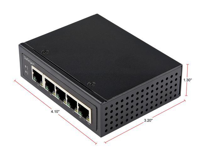 StarTech.com IESC1G50UP Industrial 5 Port Gigabit PoE Switch - 30W - Power Over Ethernet Switch - Hardened GbE PoE+ Unmanaged Switch - Rugged High Power Gigabit Network Switch IP-30/-40°C To 75°C
