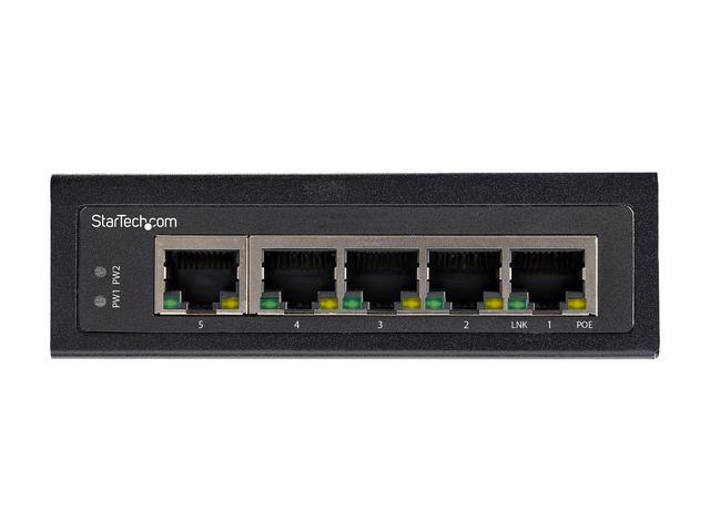 StarTech.com IESC1G50UP Industrial 5 Port Gigabit PoE Switch - 30W - Power Over Ethernet Switch - Hardened GbE PoE+ Unmanaged Switch - Rugged High Power Gigabit Network Switch IP-30/-40°C To 75°C