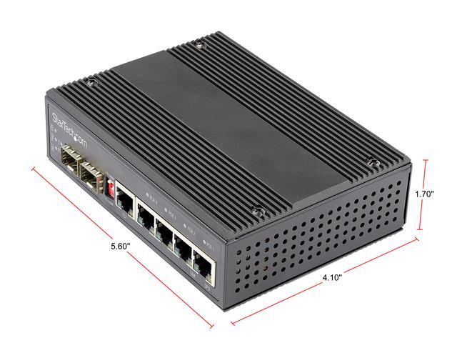 StarTech.com Industrial 6-Port Gigabit Ethernet Switch W/ 4 PoE RJ45 +2 SFP Slots