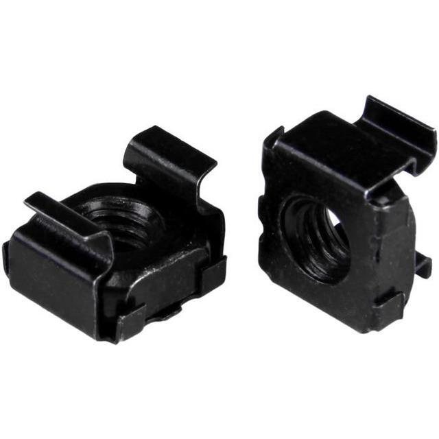 StarTech.com M6 Cage Nuts - 50 Pack Black - M6 Mounting Cage Nuts For Server Rack & Cabinet - Cage Nut - Steel - Black - 1 Pack