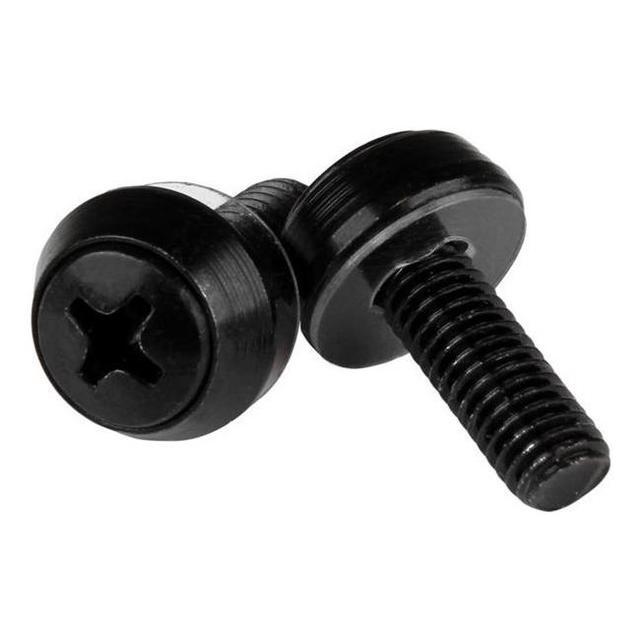 StarTech.com M6 X 12mm - Screws - 100 Pack Black - M6 Mounting Screws For Server Rack & Cabinet - Mounting Screw - 0.47" - Steel - Black - 1 Pack