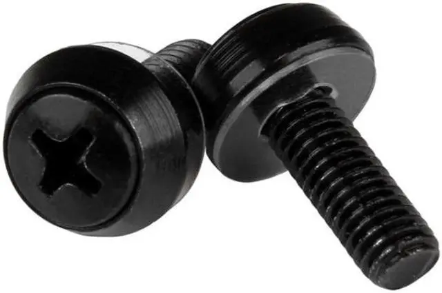 StarTech.com M6 x 12mm - Screws - 100 Pack Black - M6 Mounting Screws for Server Rack & Cabinet - Mounting Screw - 0.47" - Steel - Black - 1 Pack