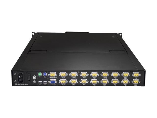 StarTech.com RKCONS1916K Rackmount KVM Console - 1U - 19in - 16 Port KVM - VGA KVM - Rack Mount Monitor - Rackmount LCD Monitor - Rackmount Console