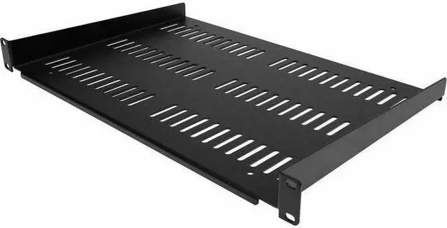 StarTech.com SHELF-1U-12-FIXED-V 1U Server Rack Shelf - Universal Vented Rack Mount Cantilever Tray for 19" Network Equipment Rack & Cabinet - Durable Design - Weight Capacity 55lb/25kg - 12" Deep Shelf Black