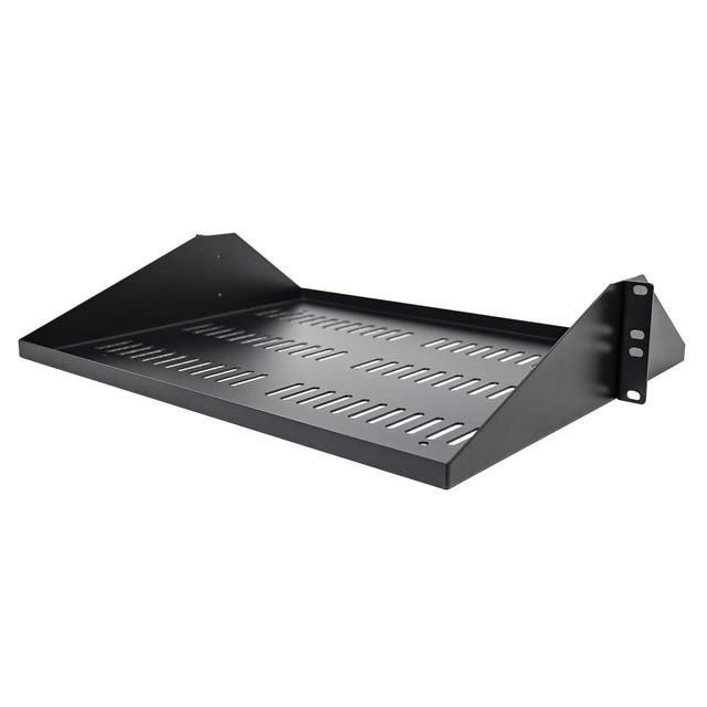 StarTech.com SHELF-2U-14-CENTER-V 2U Server Rack Shelf Center Mounted Universal Vented Rackmount Cantilever Tray For 19" Network Equipment Rack Heavy Duty Steel 200lb Capacity 14" Deep Black