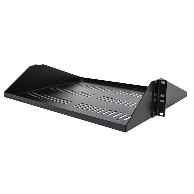 StarTech.com SHELF-2U-14-CENTER-V 2U Server Rack Shelf Center Mounted Universal Vented Rackmount Cantilever Tray For 19" Network Equipment Rack Heavy Duty Steel 200lb Capacity 14" Deep Black