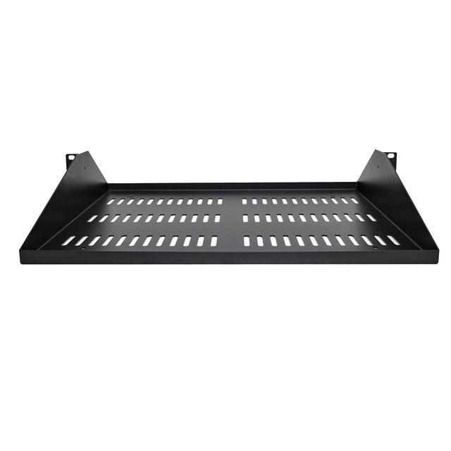 StarTech.com SHELF-2U-14-CENTER-V 2U Server Rack Shelf Center Mounted Universal Vented Rackmount Cantilever Tray For 19" Network Equipment Rack Heavy Duty Steel 200lb Capacity 14" Deep Black