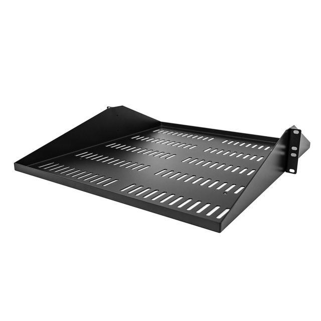 StarTech.com SHELF-2U-20-CENTER-V 2U Server Rack Shelf Center Mounted Universal Vented Rackmount Cantilever Tray For 19" Network Equipment Rack Heavy Duty Steel 200lb Capacity 20" Deep Black