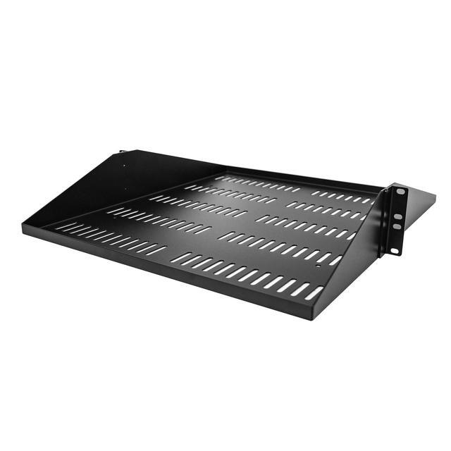 StarTech.com SHELF-2U-20-CENTER-V 2U Server Rack Shelf Center Mounted Universal Vented Rackmount Cantilever Tray For 19" Network Equipment Rack Heavy Duty Steel 200lb Capacity 20" Deep Black