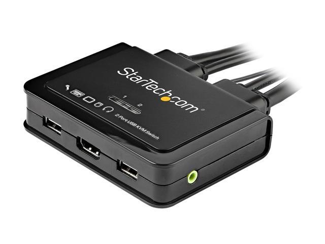 StarTech.com SV211HDUA4K 2 Port HDMI KVM Switch With 4 Foot Built-In Cables - OS Independent - Support For 3.5mm Audio - USB 4K 60Hz (SV211HDUA4K)
