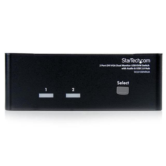 StarTech.com SV231DDVDUA 2 Port DVI VGA Dual Monitor KVM Switch USB With Audio & USB 2.0 Hub