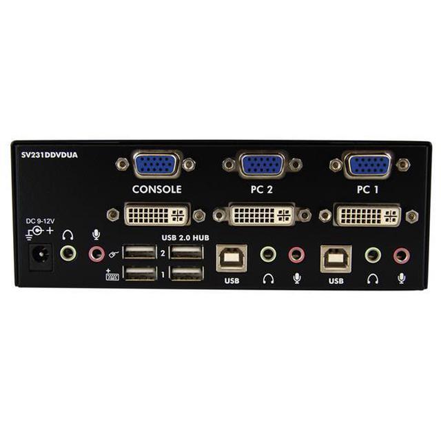 StarTech.com SV231DDVDUA 2 Port DVI VGA Dual Monitor KVM Switch USB With Audio & USB 2.0 Hub