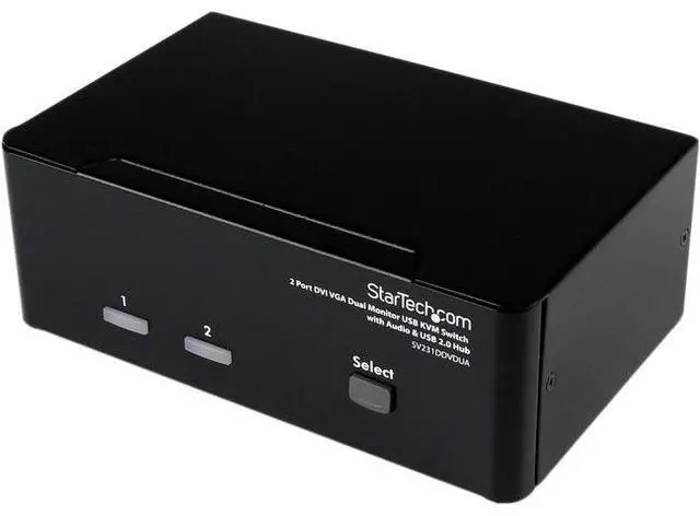 StarTech.com SV231DDVDUA 2 Port DVI VGA Dual Monitor KVM Switch USB with Audio & USB 2.0 Hub