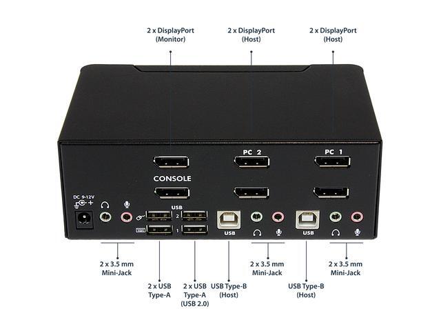StarTech.com SV231DPDDUA 2 Port Dual DisplayPort USB KVM Switch With Audio & USB 2.0 Hub