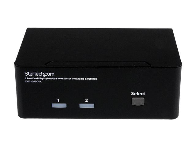 StarTech.com SV231DPDDUA2 DisplayPort KVM Switch - 2 Port - Dual-Display - 4k 60hz - USB Hub - Audio And Microphone