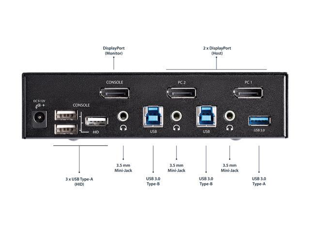 StarTech.com SV231DPU34K 2-Port DisplayPort KVM Switch - 4K 60Hz - DisplayPort 1.2 KVM Switch