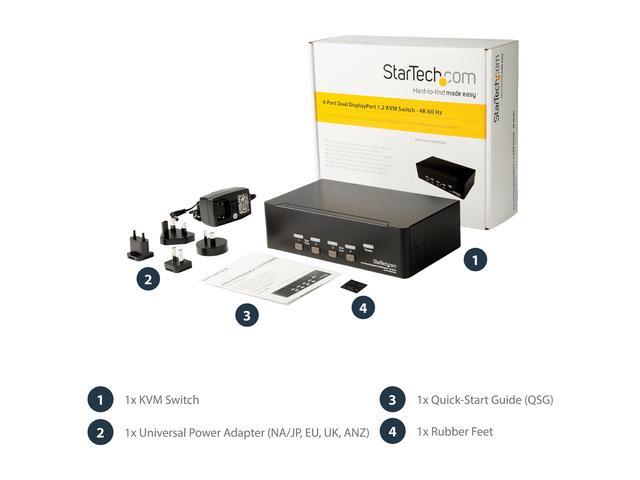 StarTech.com SV431DPDDUA2 DisplayPort KVM - 4 Port - 4K 60Hz - Dual Monitor KVM - DisplayPort Switch - KVM DisplayPort - Desktop KVM Switch